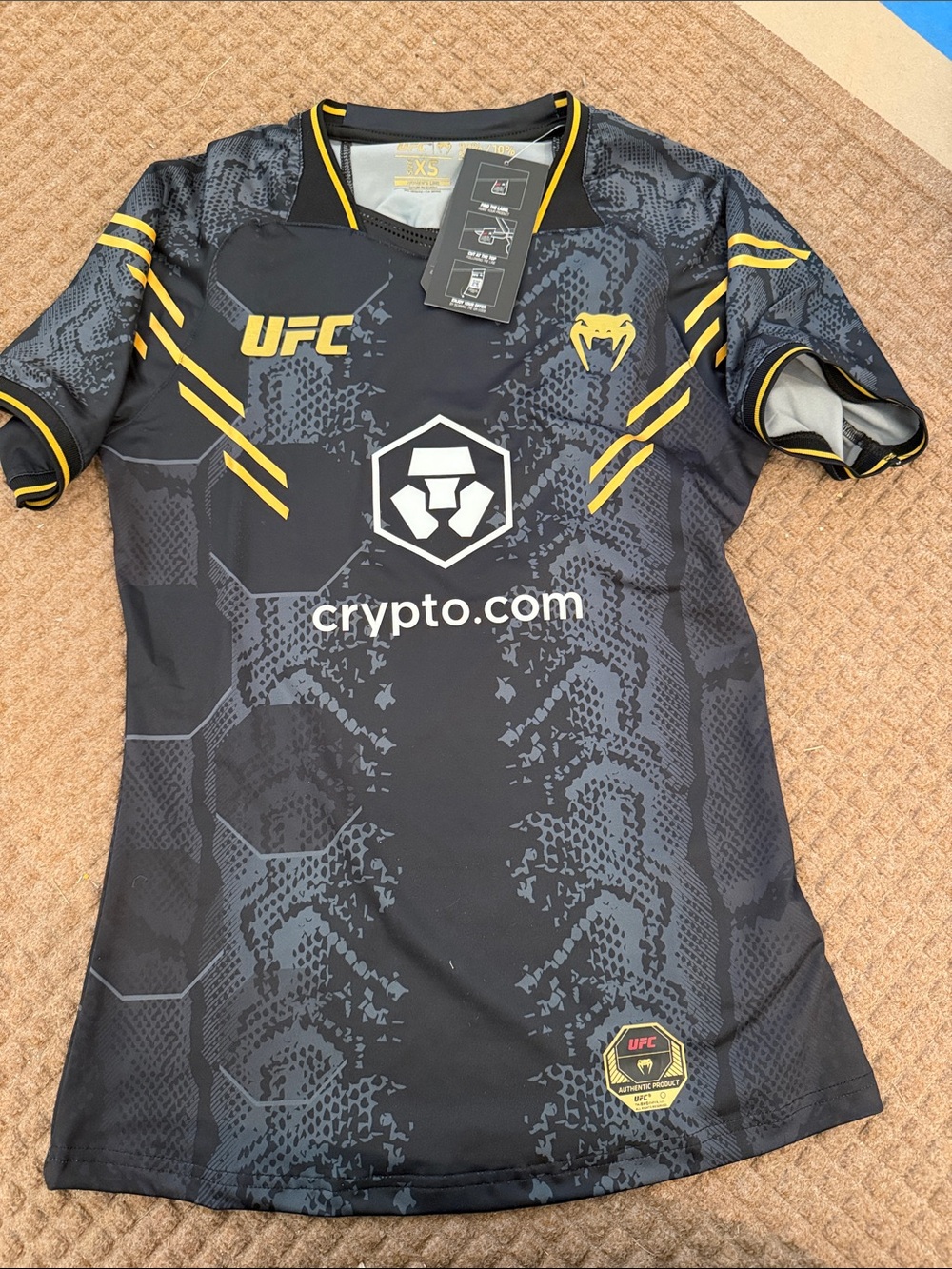 UFC Black and Yellow Youth Performance Jersey with Crypto.com Logo